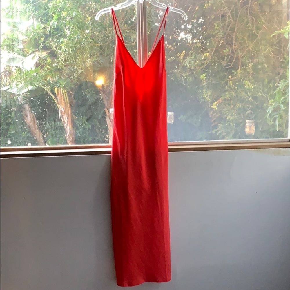 Carbon38 Red Midi Slip Dress